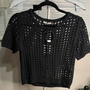 DKNY Black‎ Knit Tie-Front Blouse